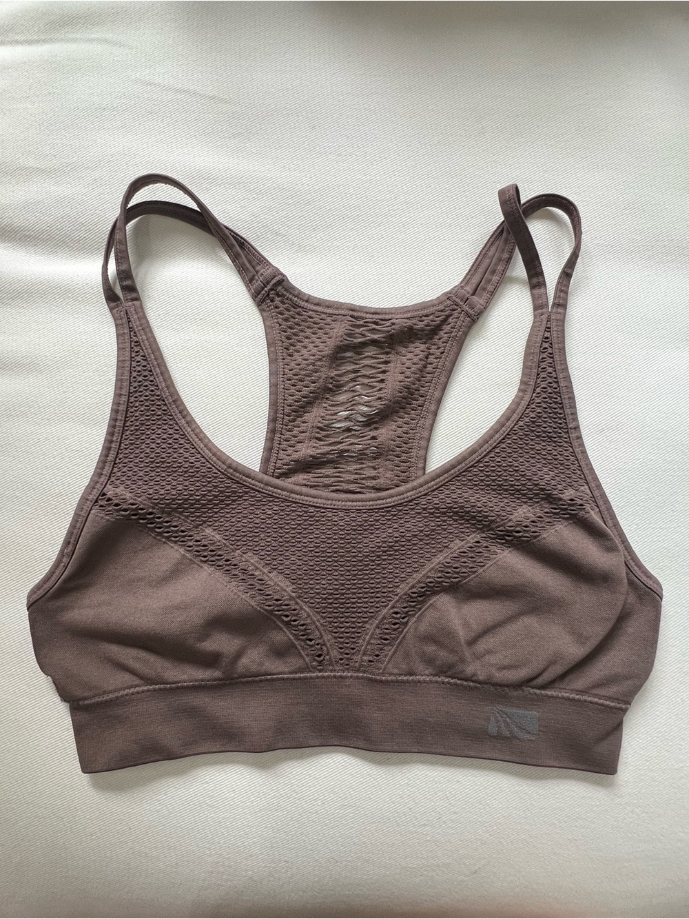 Marika Skylar Seamless Yoga Sports Bra Muted Mauve Distinct Open-hole Knit XS